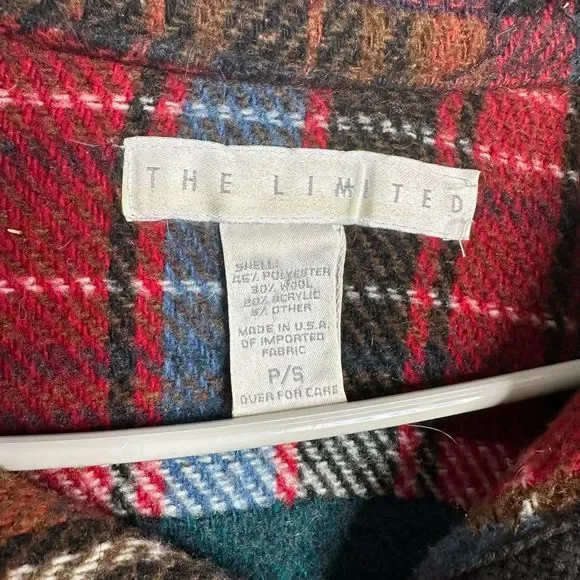 🚫🚫🚫🚫🚫Vintage Patchwork Shacket Jacket Wool Blend Plaid The Limited - Picture 3 of 5